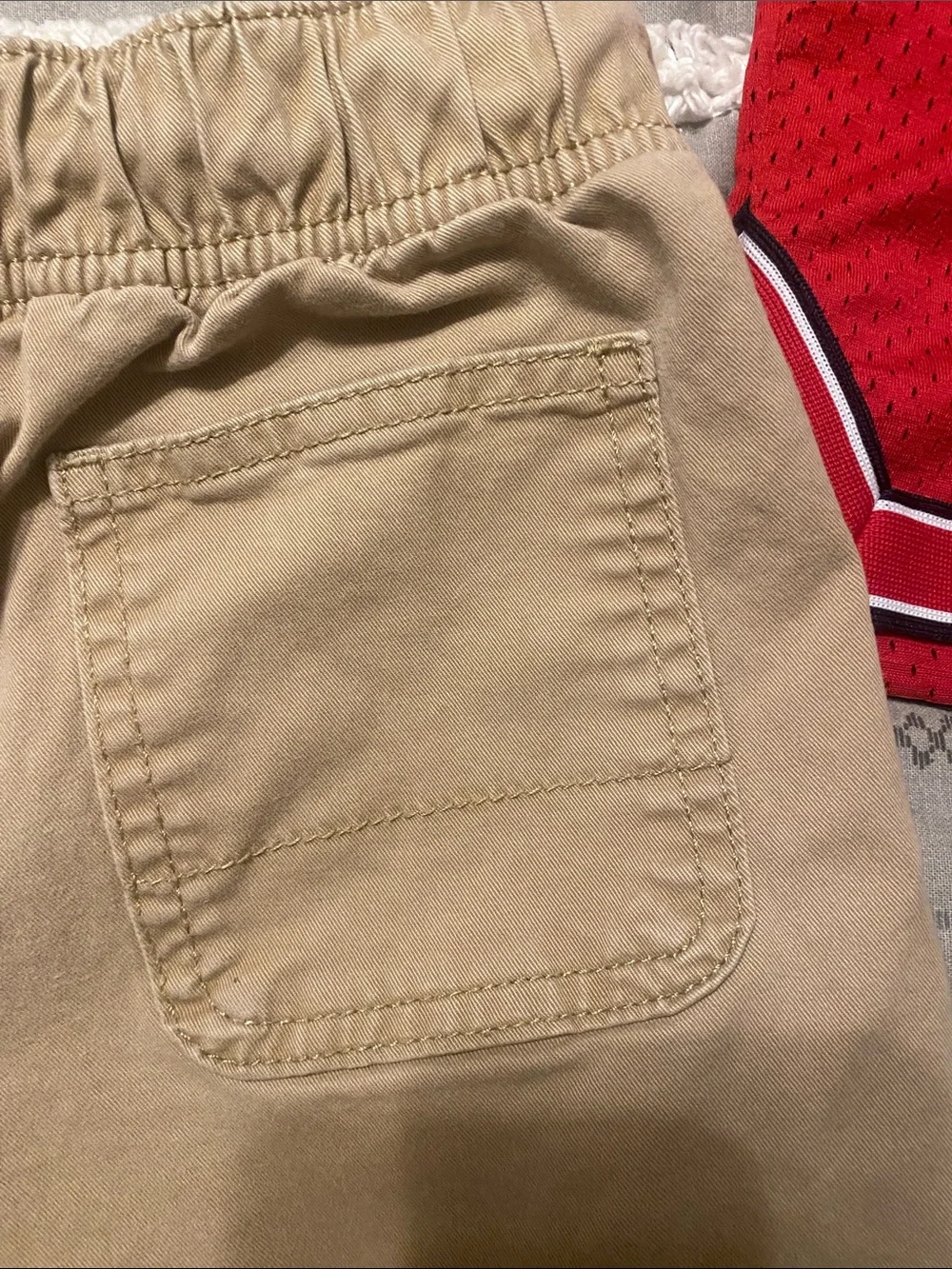 GAP Red Mesh Athletic Shorts and Khaki Cotton Shorts